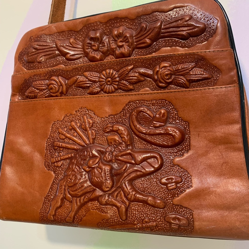 Vintage Tooled Leather Shoulder Bag